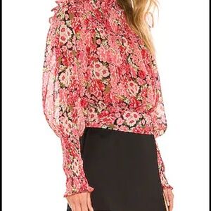 Bardot Revolve Floral Pink Gardenia Blouse